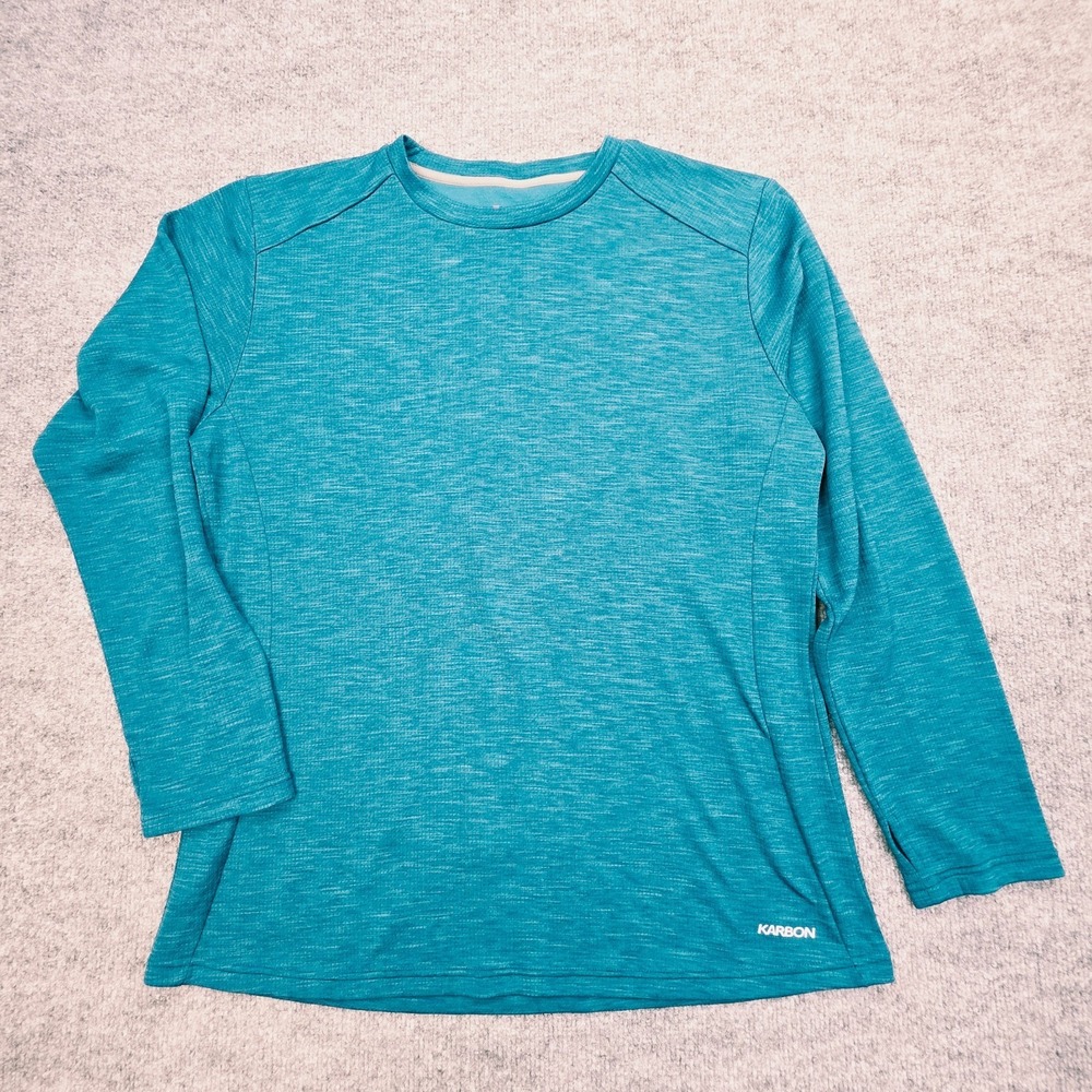 Karbon Thermolite Shirt Women's XL Blue Teal Long Sleeve Poly Active Base Layer